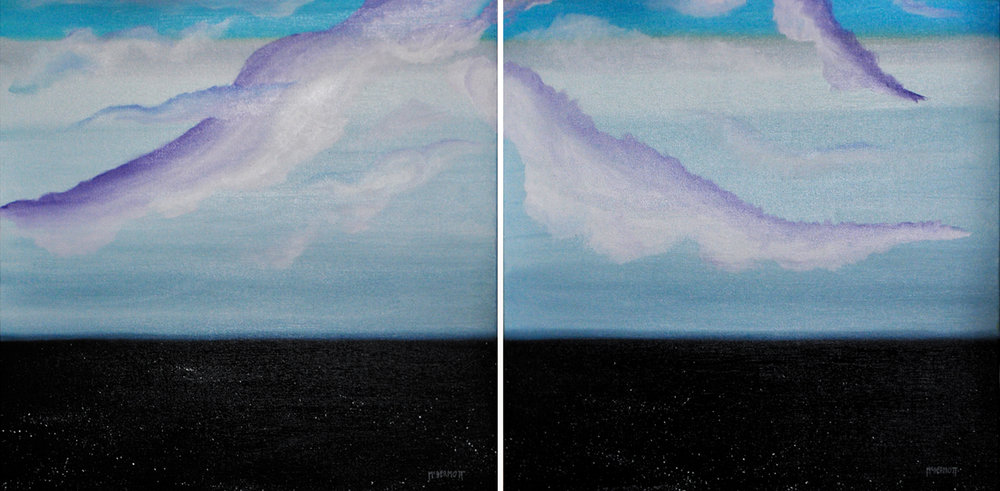 CITY AT DUSK I & II |  2017, oil on canvas | both size: 24” x 24"