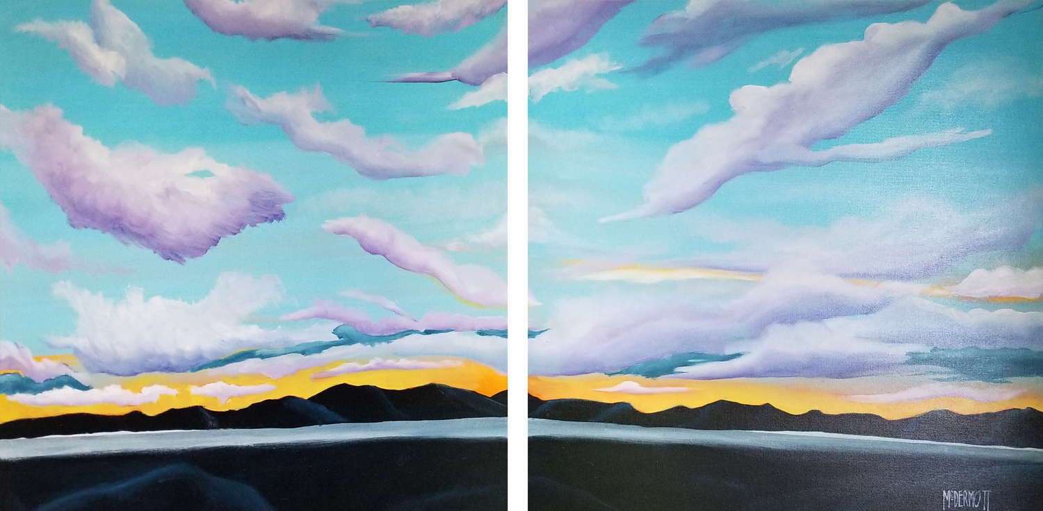 SUNSETS I & II |  2017, oil on canvas | both size: 24” x 24"  